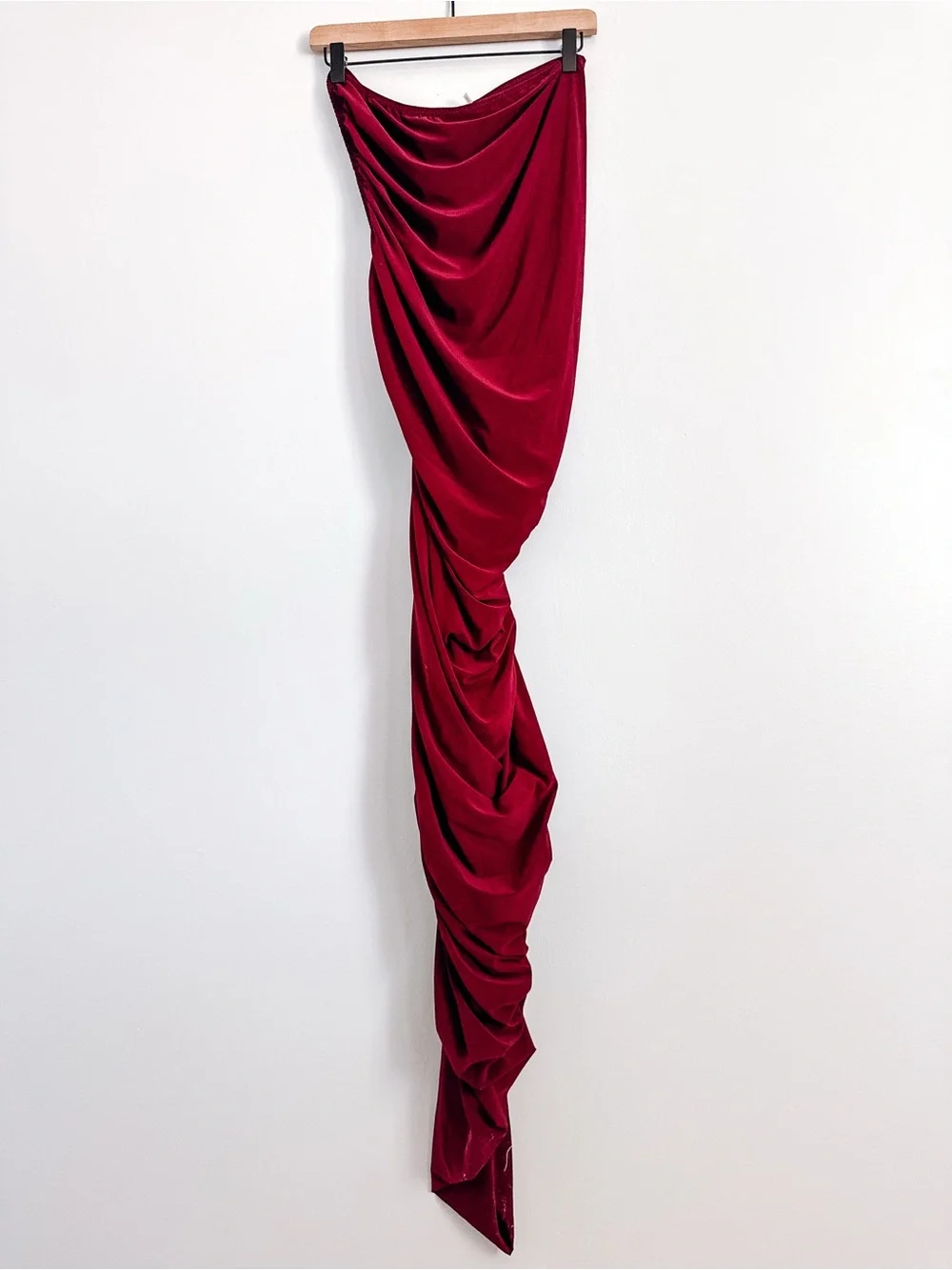 Norma Kamali Burgundy One Shoulder Asymmetrical Ruched Maxi Dress Size S